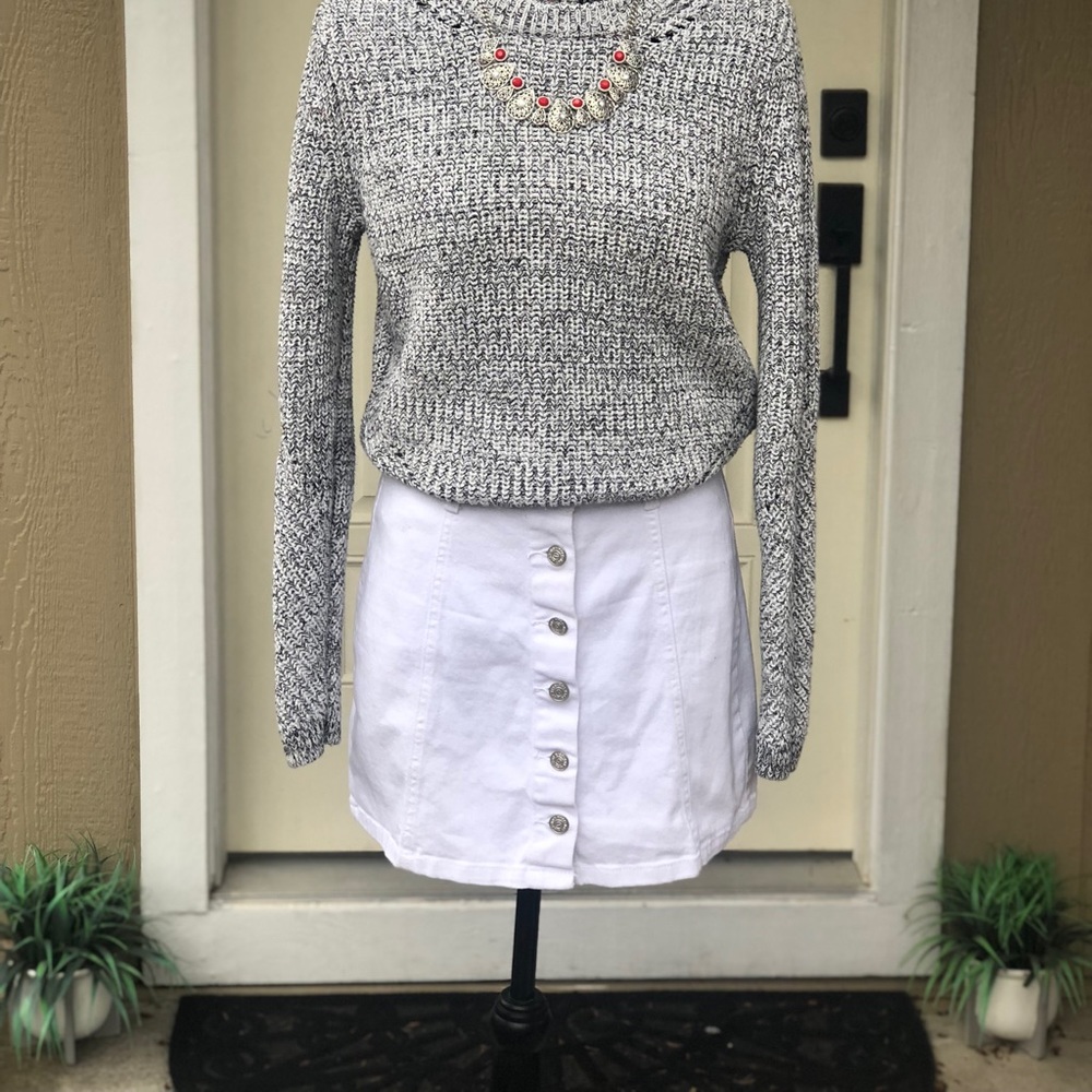 🌿White soft Denim button up Skirt 🌿